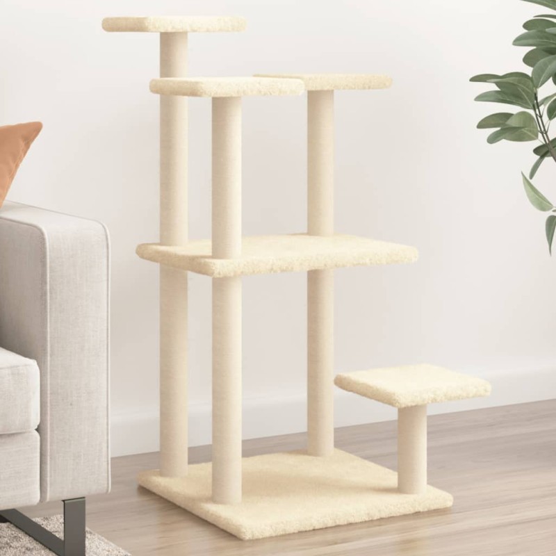 Postes arranhadores para gatos com plataformas 98,5 cm creme-Móveis para gatos-Home Retail