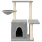 Árvore p/ gatos c/ postes arranhadores sisal 83 cm cinza-claro