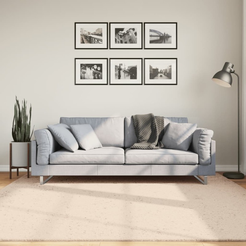 Tapete pelo curto macio e lavável HUARTE 200x200 cm bege-Tapetes-Home Retail