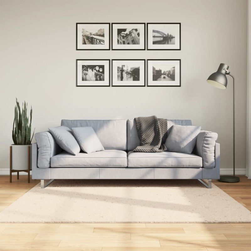 Tapete pelo curto macio e lavável HUARTE 160x160 cm bege-Tapetes-Home Retail