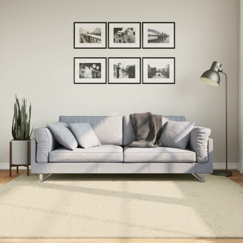 Tapete pelo curto macio e lavável HUARTE 200x200 cm cor creme-Tapetes-Home Retail