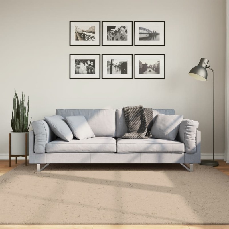 Tapete pelo curto macio e lavável HUARTE 200x200 cm cor areia-Tapetes-Home Retail