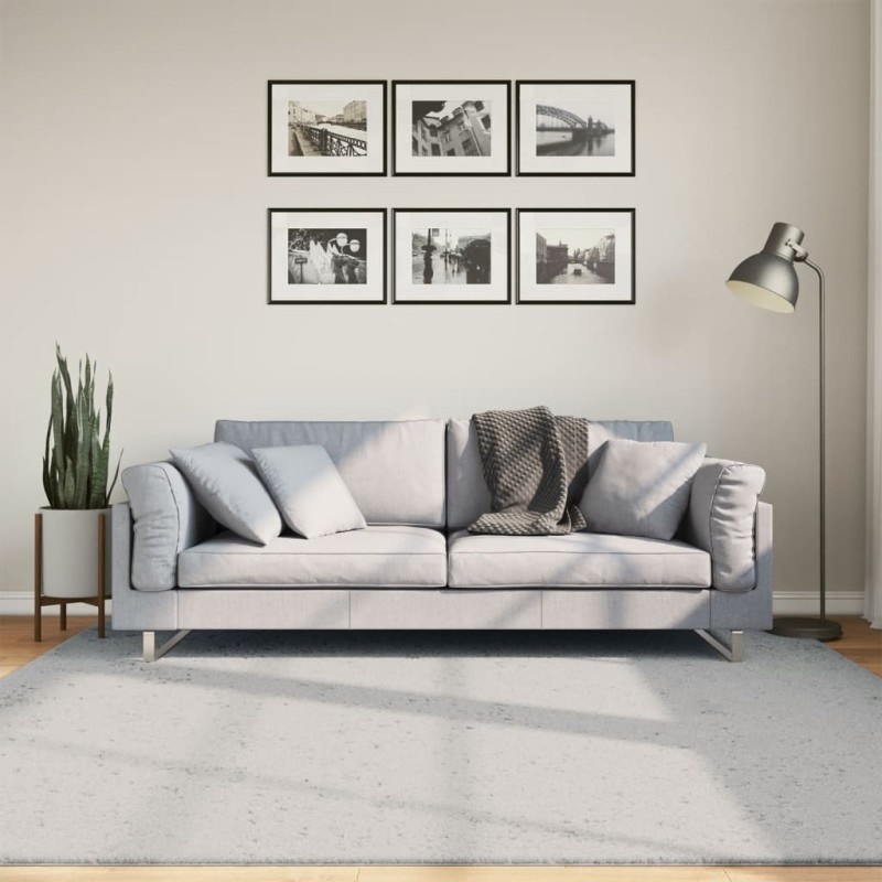 Tapete pelo curto macio e lavável HUARTE 200x200 cm cinzento-Tapetes-Home Retail