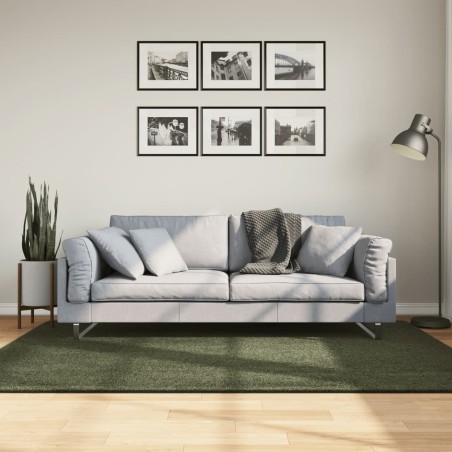 Tapete pelo curto macio lavável HUARTE 140x200cm verde-floresta