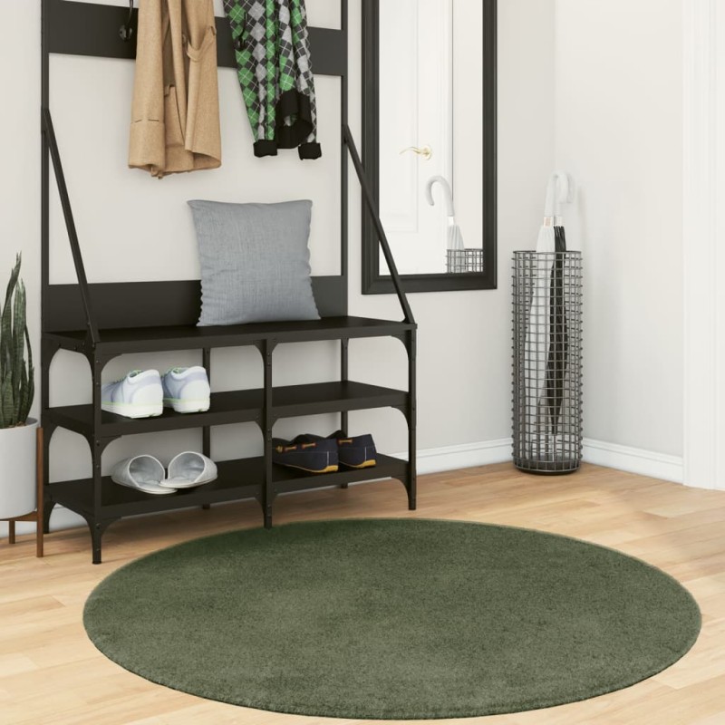 Tapete pelo curto macio e lavável HUARTE Ø 120cm verde-floresta-Tapetes-Home Retail