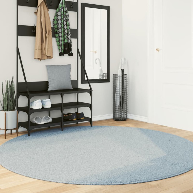 Tapete pelo curto macio e lavável HUARTE Ø 200 cm azul-Tapetes-Home Retail