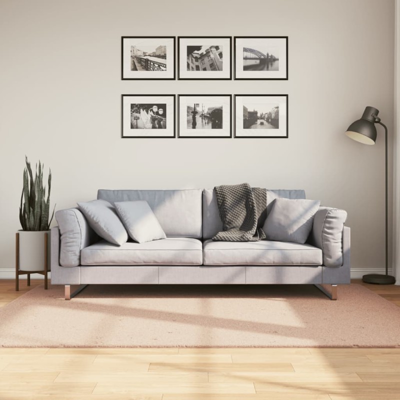 Tapete pelo curto macio e lavável HUARTE 140x200 cm rosa-pálido-Tapetes-Home Retail