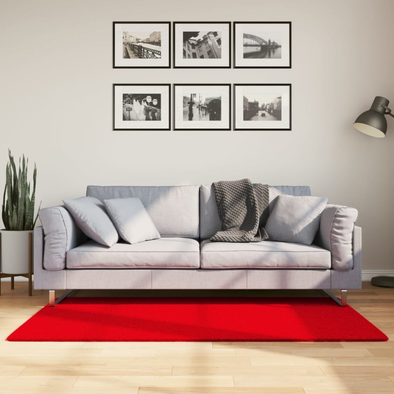 Tapete pelo curto macio e lavável HUARTE 80x150 cm vermelho-Tapetes-Home Retail