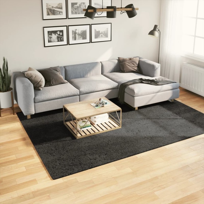 Tapete de pelo alto aspeto brilhante HUARTE 200x280cm antracite-Tapetes-Home Retail