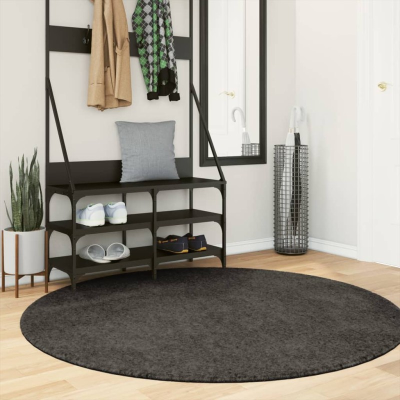 Tapete de pelo alto aspeto brilhante ISTAN Ø 160 cm antracite-Tapetes-Home Retail