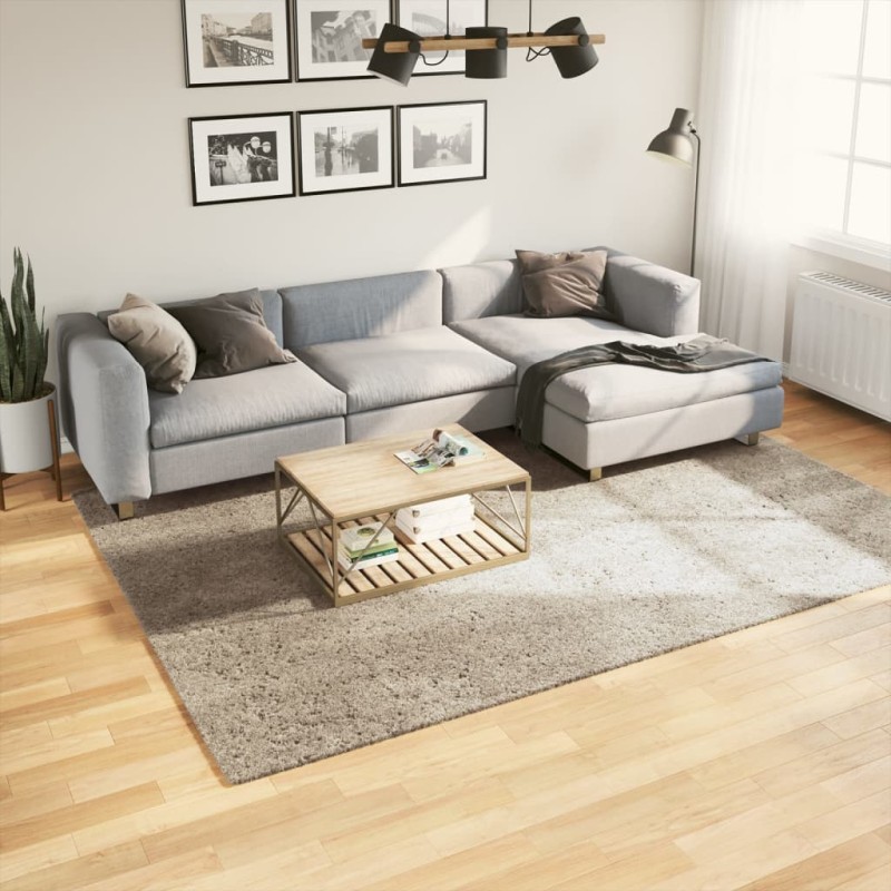 Tapete de pelo alto com aspeto brilhante ISTAN 200x280 cm bege-Tapetes-Home Retail