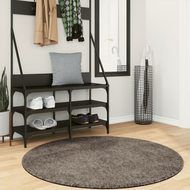 Tapete de pelo alto com aspeto brilhante ISTAN Ø120cm cinzento-Tapetes-Home Retail