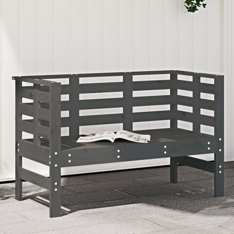 Banco de jardim 111,5x53x71 cm madeira de pinho maciça cinzento-Bancos de jardim-Home Retail