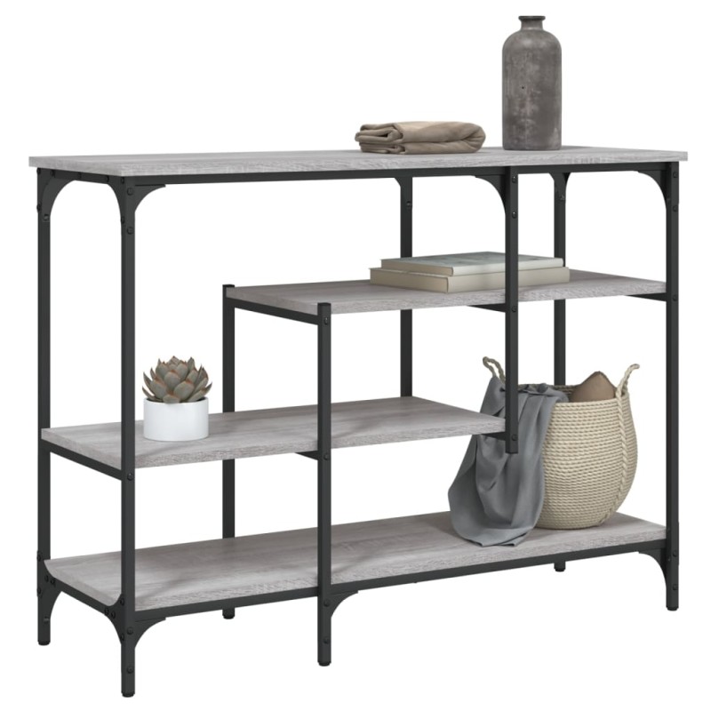 Mesa consola c/ prateleiras 100x35x75 cm cinzento sonoma-Mesas de apoio-Home Retail