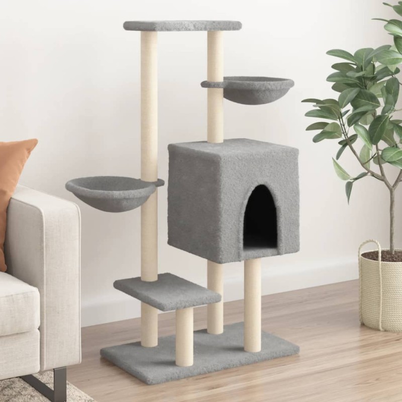 Árvore p/ gatos c/ postes arranhadores sisal 117 cm cinza-claro-Móveis para gatos-Home Retail