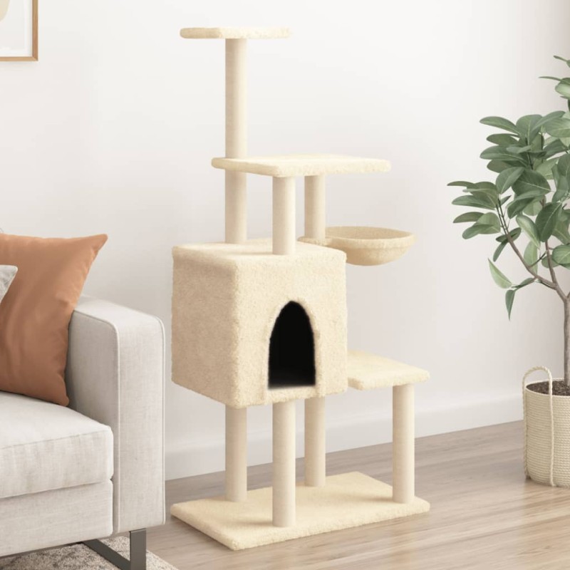 Árvore p/ gatos c/ postes arranhadores sisal 131 cm cor creme-Móveis para gatos-Home Retail