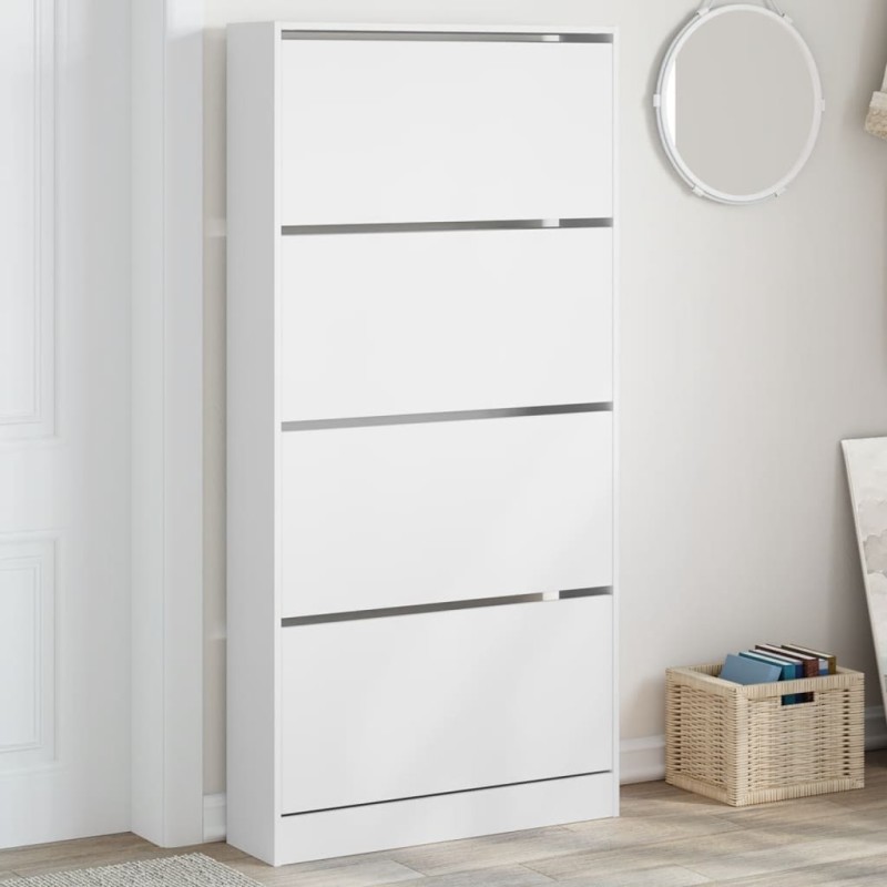 Sapateira com 4 gavetas articuladas 80x21x163,5 cm branco-Sapateiras e organizadores-Home Retail