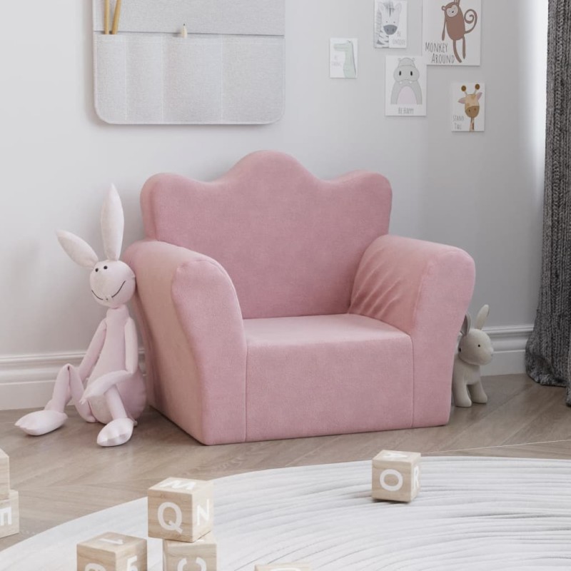 Sofá infantil pelúcia macia rosa-Móveis para bebés e crianças-Home Retail