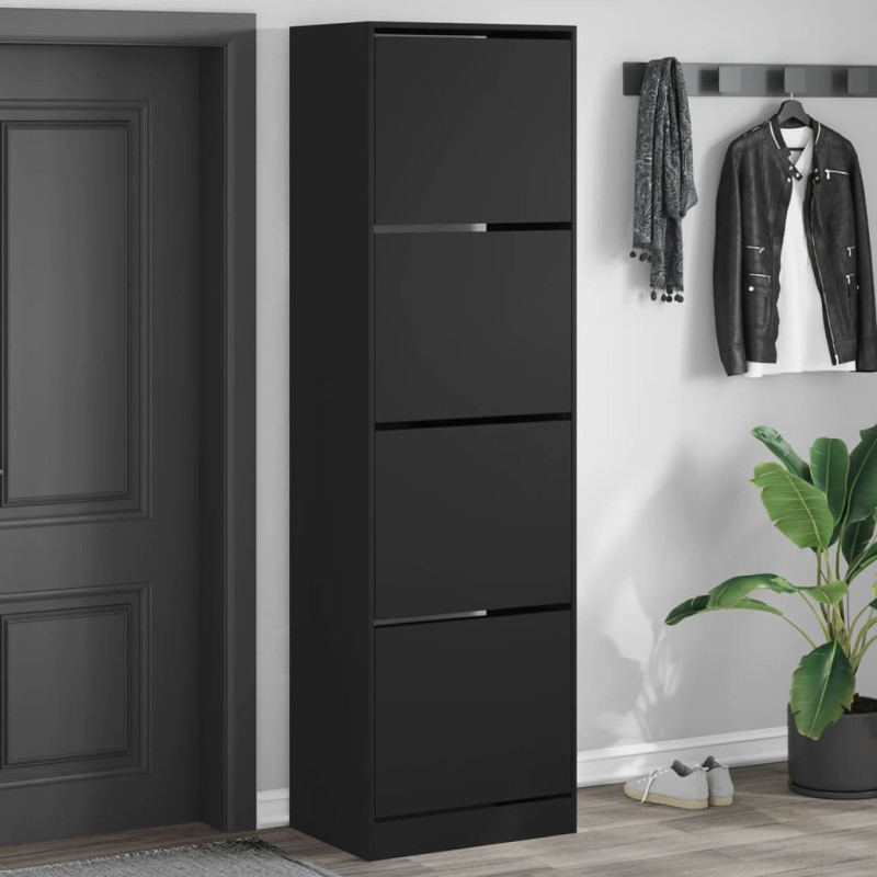 Sapateira com 4 gavetas articuladas 60x42x204 cm preto-Sapateiras e organizadores-Home Retail