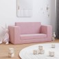 Sofá-cama infantil de 2 lugares pelúcia macia rosa