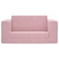 Sofá-cama infantil de 2 lugares pelúcia macia rosa