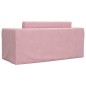 Sofá-cama infantil de 2 lugares pelúcia macia rosa