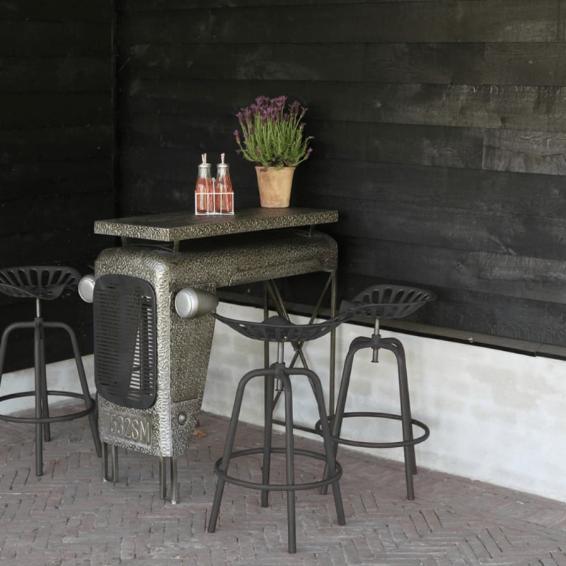 Esschert Design Cadeira de bar industrial cinzento-Bancos de bar-Home Retail