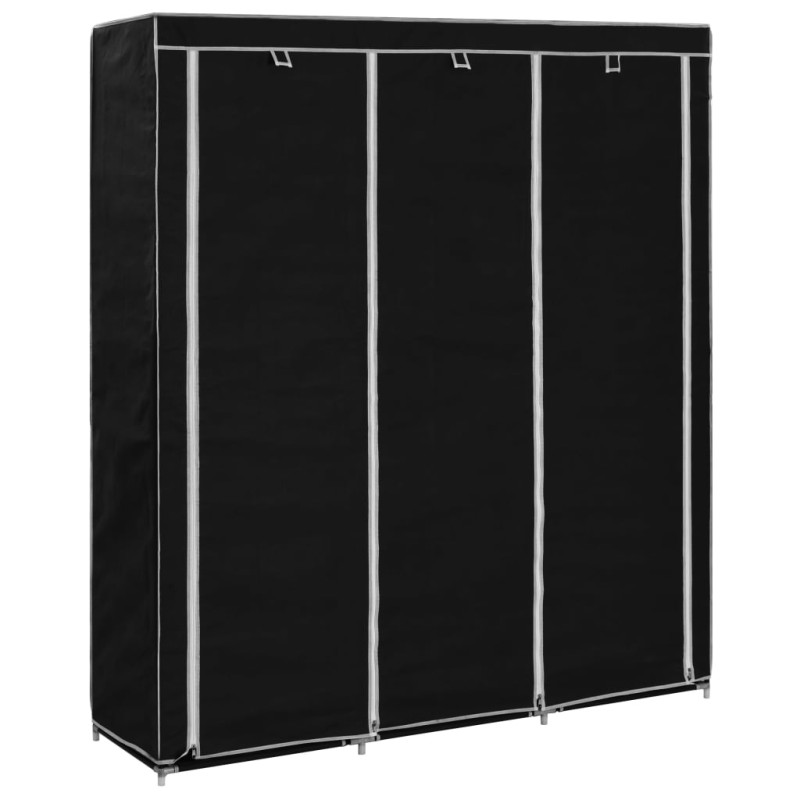 Roupeiro c/ compartimentos e varões 150x45x175 cm tecido preto-Guarda-roupas-Home Retail