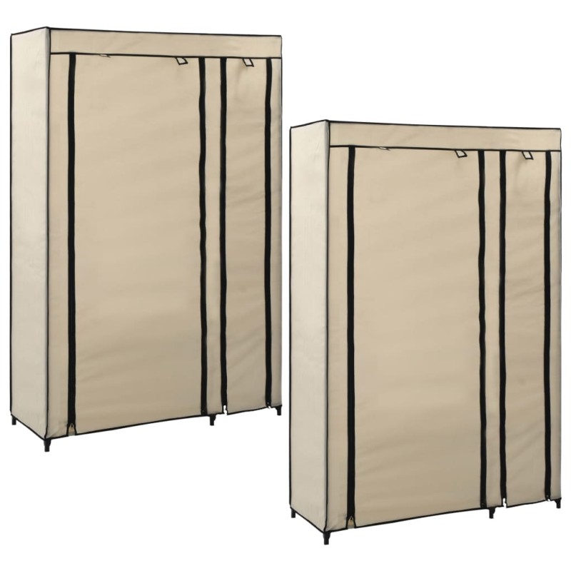 Roupeiros dobráveis 2 pcs 110x45x175 cm tecido cor creme-Guarda-roupas-Home Retail