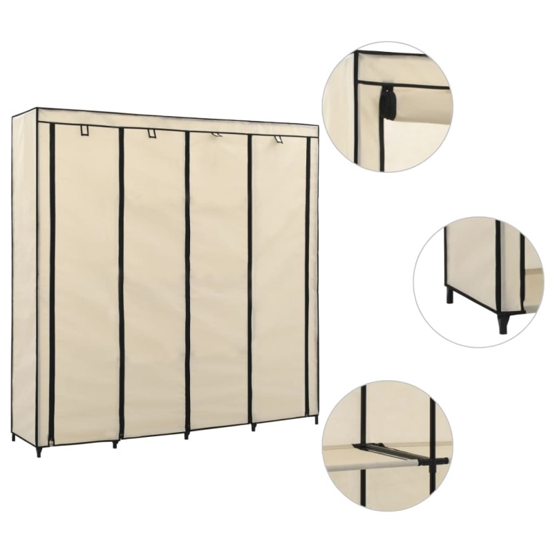 Roupeiro com 4 compartimentos 175x45x170 cm cor creme-Guarda-roupas-Home Retail