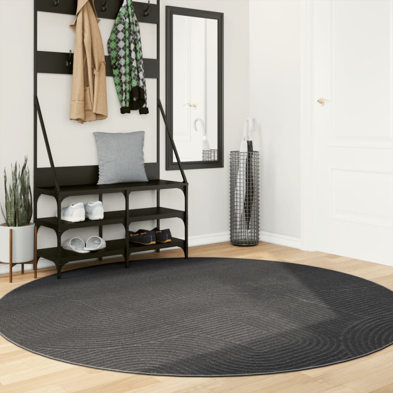 Tapete de pelo curto IZA visual escandinavo Ø 200 cm antracite-Tapetes-Home Retail