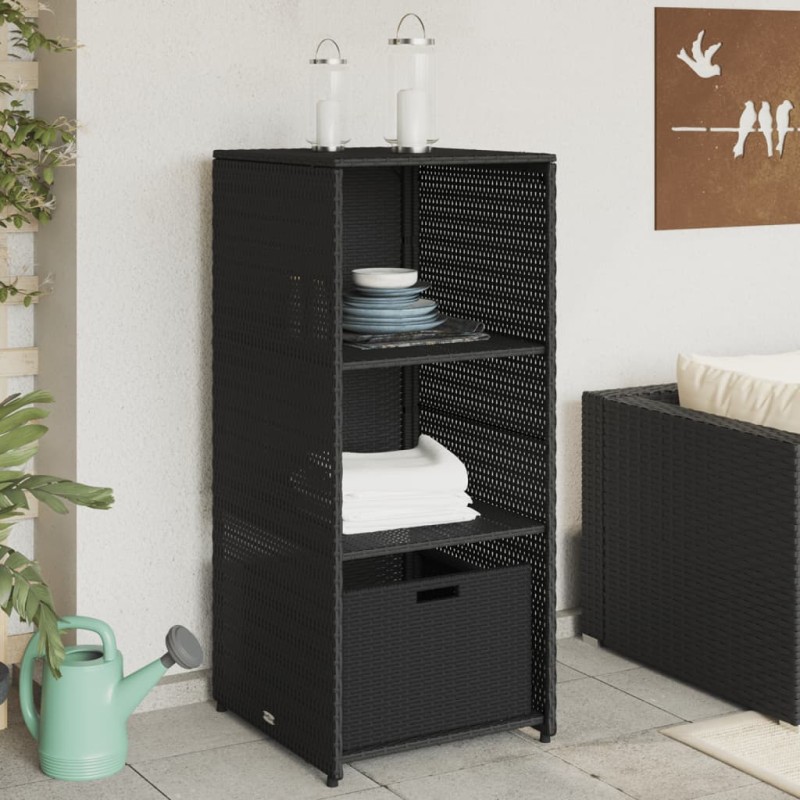 Armário de arrumação para jardim 50x55x115 cm vime PE preto-Baús para armazenamento exterior-Home Retail