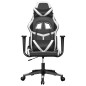 Cadeira gaming massagens couro artificial preto e branco