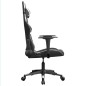 Cadeira gaming massagens couro artificial preto e branco