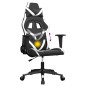 Cadeira gaming massagens couro artificial preto e branco