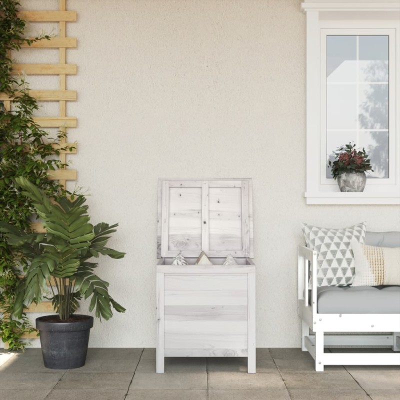 Caixa de arrumação p/ jardim 50x49x56,5 cm abeto maciço branco-Baús para armazenamento exterior-Home Retail