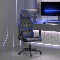 Cadeira gaming de massagens couro artificial preto e azul