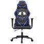 Cadeira gaming de massagens couro artificial preto e azul