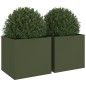 Vaso/floreira 2 pcs 49x47x46cm aço lamin. a frio verde-azeitona