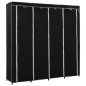 Roupeiro com 4 compartimentos 175x45x170 cm preto