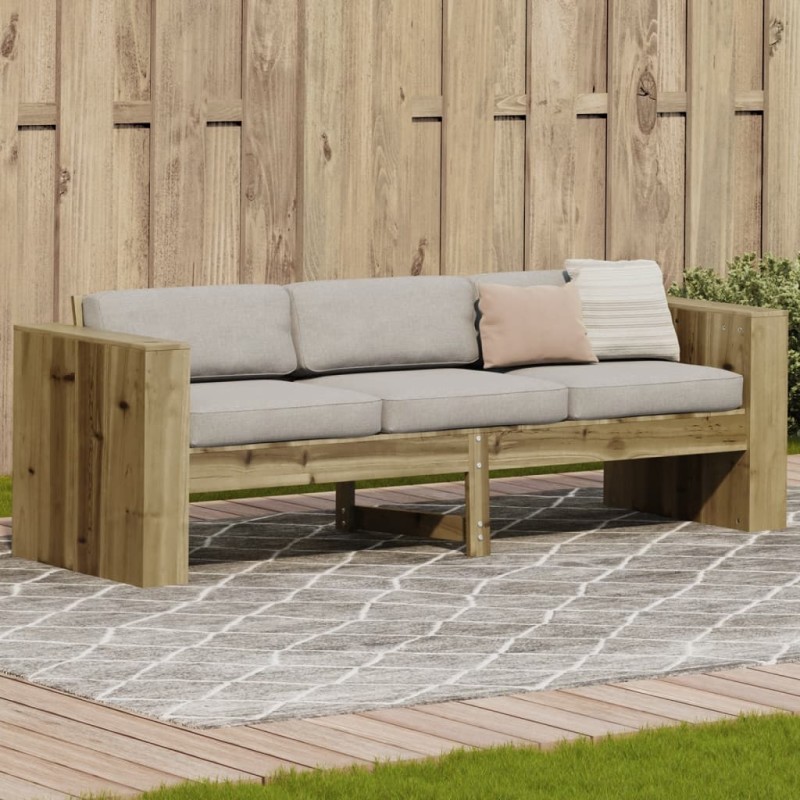 Sofá de 3 lugares para jardim 189x60x62 cm pinho impregnado-Sofás para exterior-Home Retail