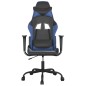 Cadeira gaming de massagens couro artificial preto e azul