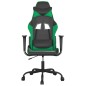 Cadeira gaming massagens couro artificial preto e verde