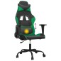 Cadeira gaming massagens couro artificial preto e verde