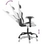 Cadeira gaming massagens couro artificial branco e preto