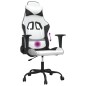 Cadeira gaming massagens couro artificial branco e preto