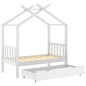 Estrutura cama criança c/ gaveta 70x140 cm pinho maciço branco