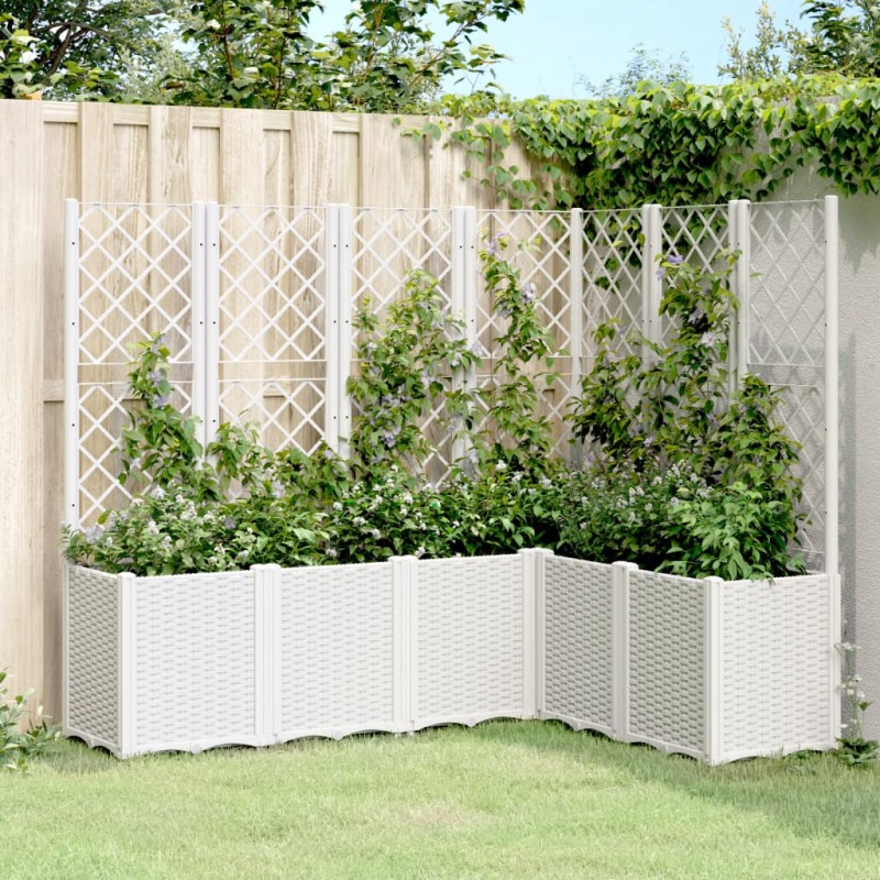 Vaso/floreira jardim c/ treliça 160x120x140 cm PP branco-Vasos e floreiras-Home Retail