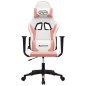 Cadeira gaming massagens couro artificial branco e rosa