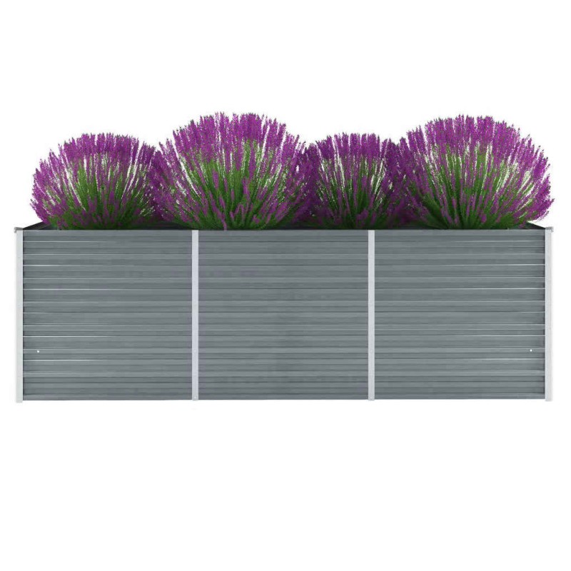 Canteiro elevado de jardim aço galvanizado 240x80x77cm cinzento-Vasos e floreiras-Home Retail